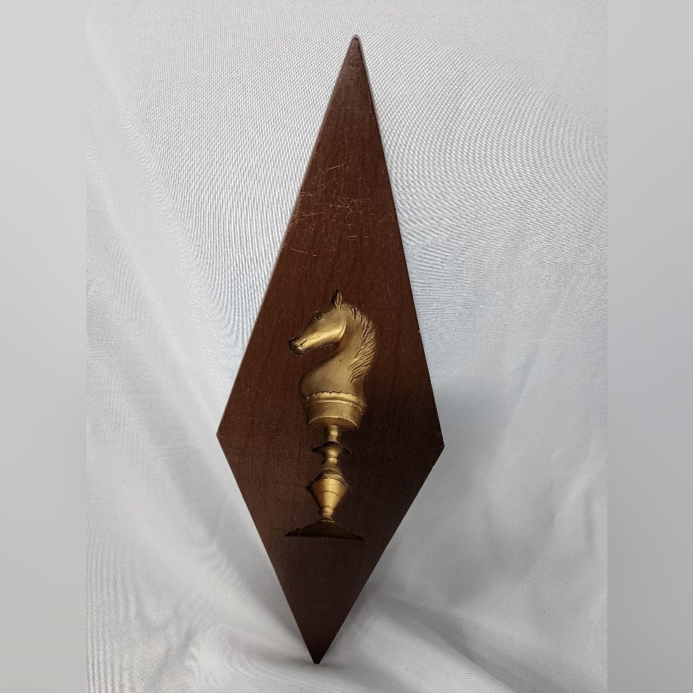 Vintage MCM Diamond Shaped Chess Wall Decor